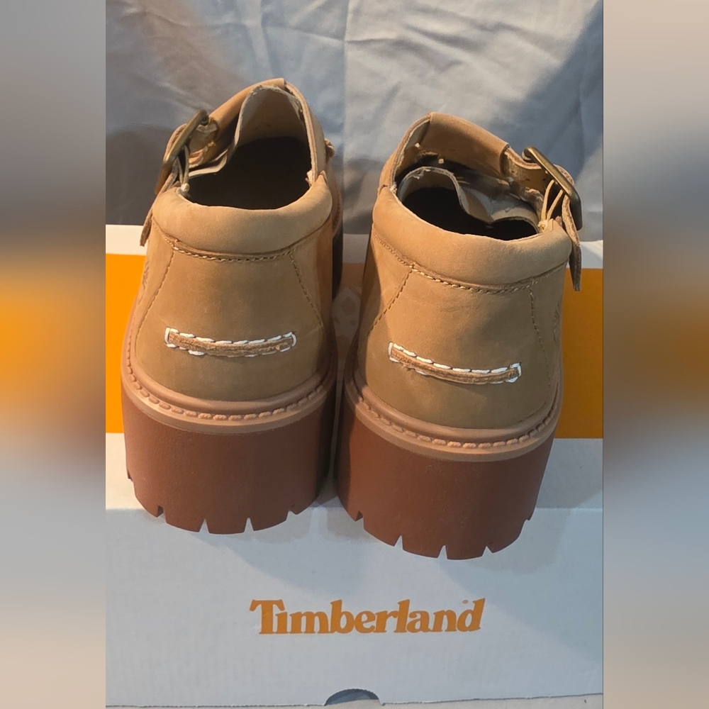 Timberland Stone Street Platform Buckle Shoes Beige Nubuck Women SZ 9 NWB Defect - Picture 4 of 10